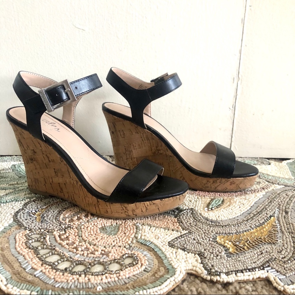 Charles by Charles David black cork wedge size 6